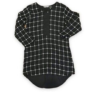 Soft Surroundings Womens Black White Windowpane Design Tunic Shirt Dress Size XS